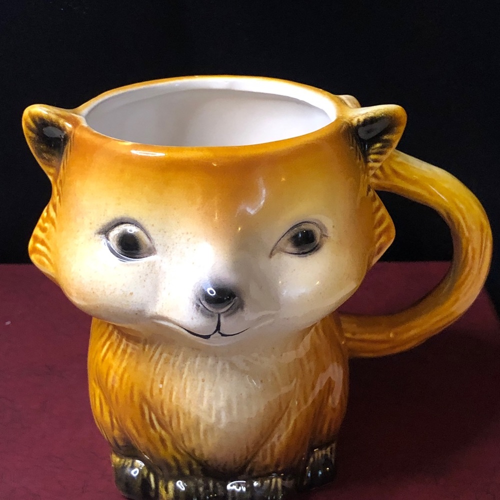 Vintage 3D Smiling Adorablely Cute Brown Fox Mug w/Full Body Features & Details